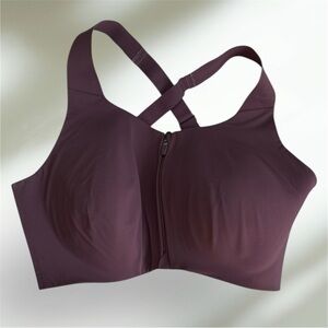 knix Catalyst Front-Zip Crisscross Sports Bra - Plum sz 6++ Like New 32-34 G/H